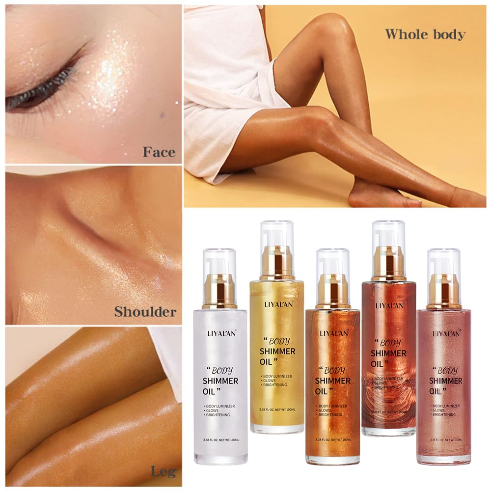 LIYALAN Shimmer Body Oil Bronze Gold texture close-up