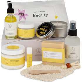 Lizush Citrus Spa Gift Basket front view with citrus soap and candle
