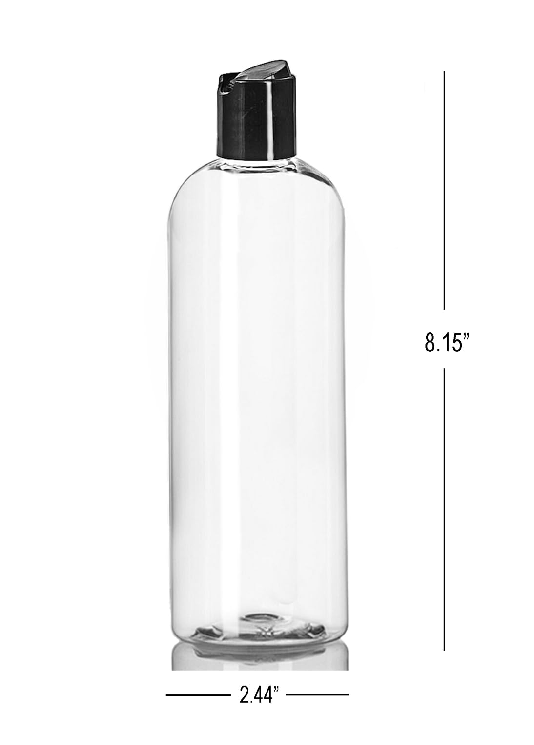 ljdeals 16 oz clear plastic bottle side view showing slender design