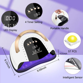 LKE 268W UV LED Nail Lamp timer settings display