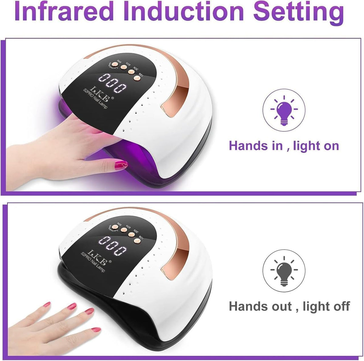 LKE 268W UV LED Nail Lamp with removable bottom plate