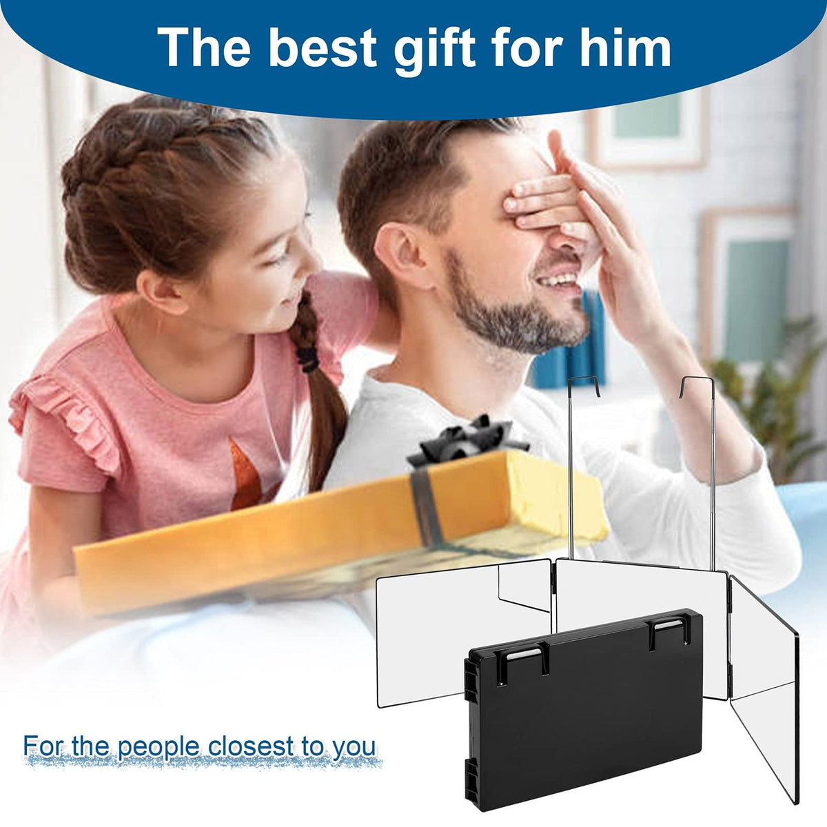LMZNXCZ 3 Way Mirror showing adjustable hooks detail
