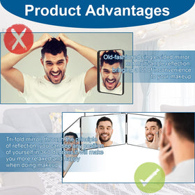 LMZNXCZ 3 Way Mirror with waterproof barber cape