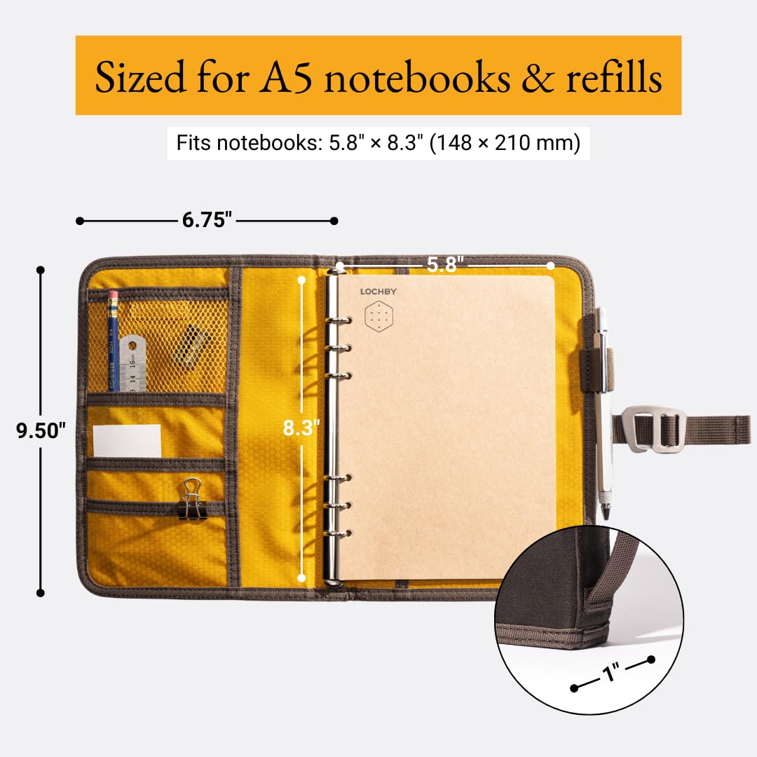LOCHBY Field Binder A5 with multiple pockets for organization