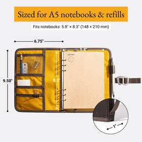 LOCHBY Field Binder A5 with multiple pockets for organization