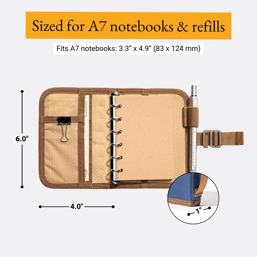 LOCHBY Field Binder A7 side view showcasing 6-ring binder system