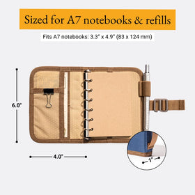 LOCHBY Field Binder A7 side view showcasing 6-ring binder system