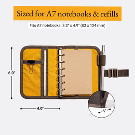 LOCHBY Field Binder A7 side view with pockets for cards and pens