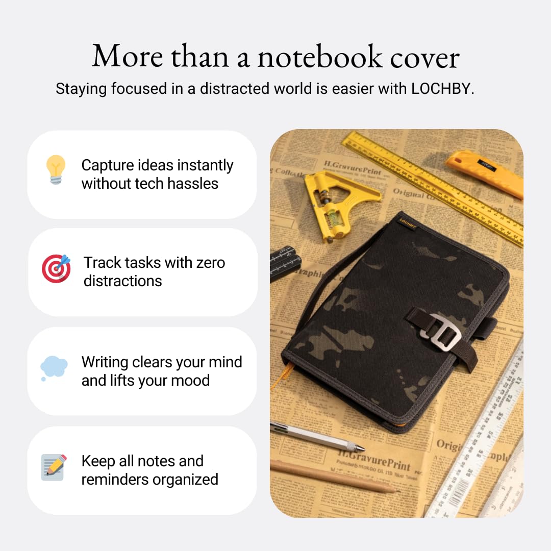 LOCHBY Field Journal on a desk with writing tools