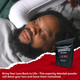 Locsanity BOLD Locs Detox Powder alongside hair care products