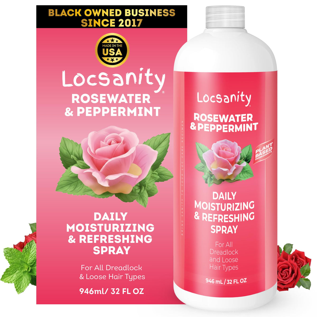 Locsanity Daily Moisturizing Rosewater & Peppermint Spray front view