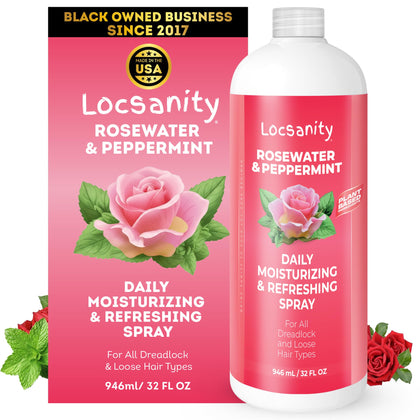 Locsanity Daily Moisturizing Rosewater & Peppermint Spray front view