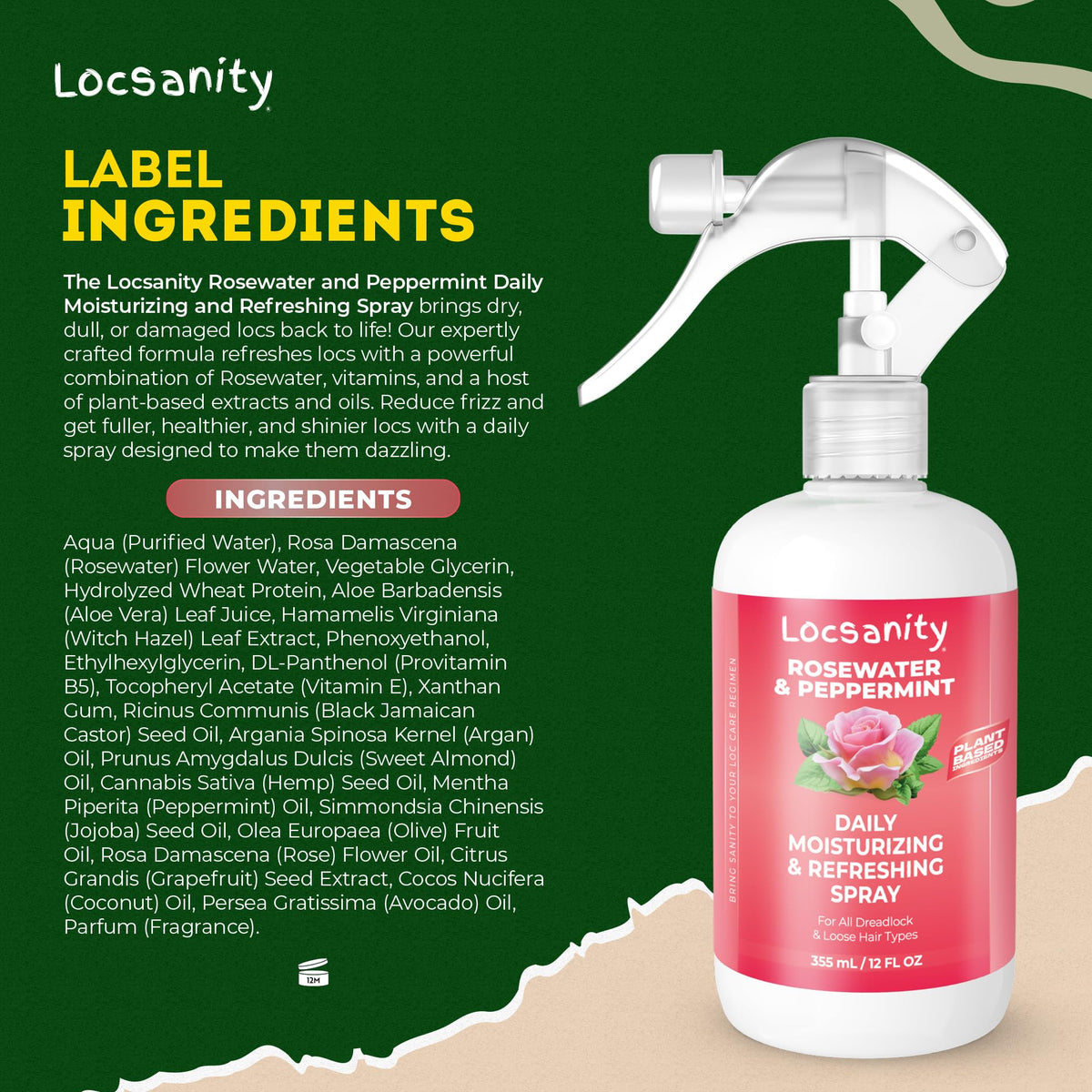 Locsanity Daily Moisturizing Spray 12 fl oz packaging details