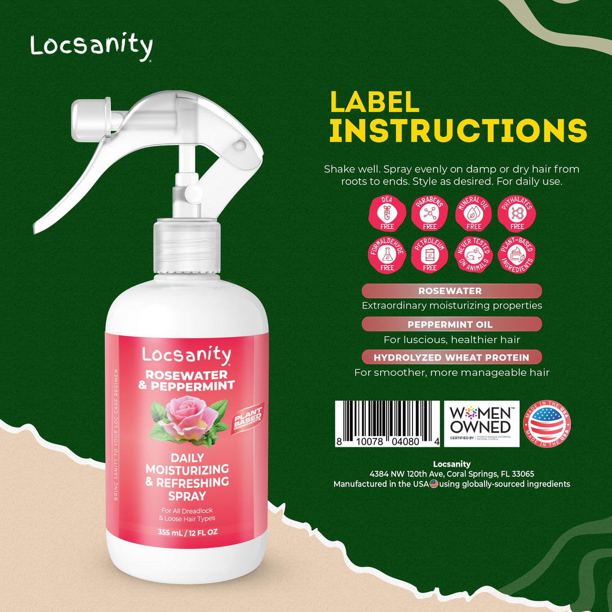 Locsanity Daily Moisturizing Spray being applied to locs