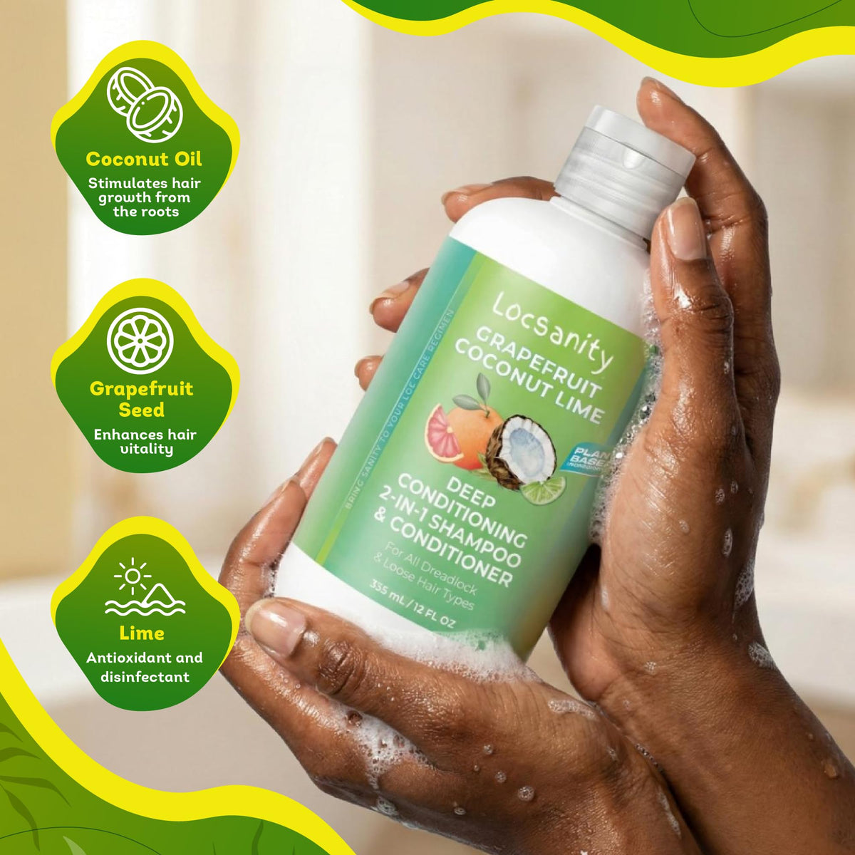 Locsanity Grapefruit Coconut & Lime 2-in-1 Loc Shampoo & Conditioner back view