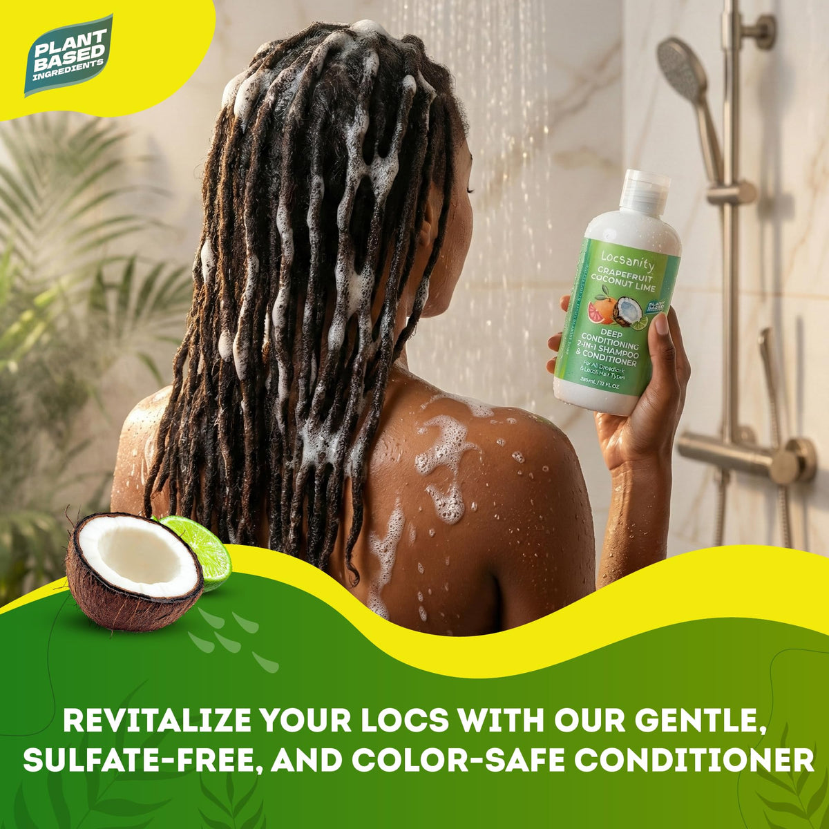 Locsanity Grapefruit Coconut & Lime 2-in-1 Loc Shampoo & Conditioner with pump