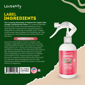 Locsanity hair rinse bottle with label details
