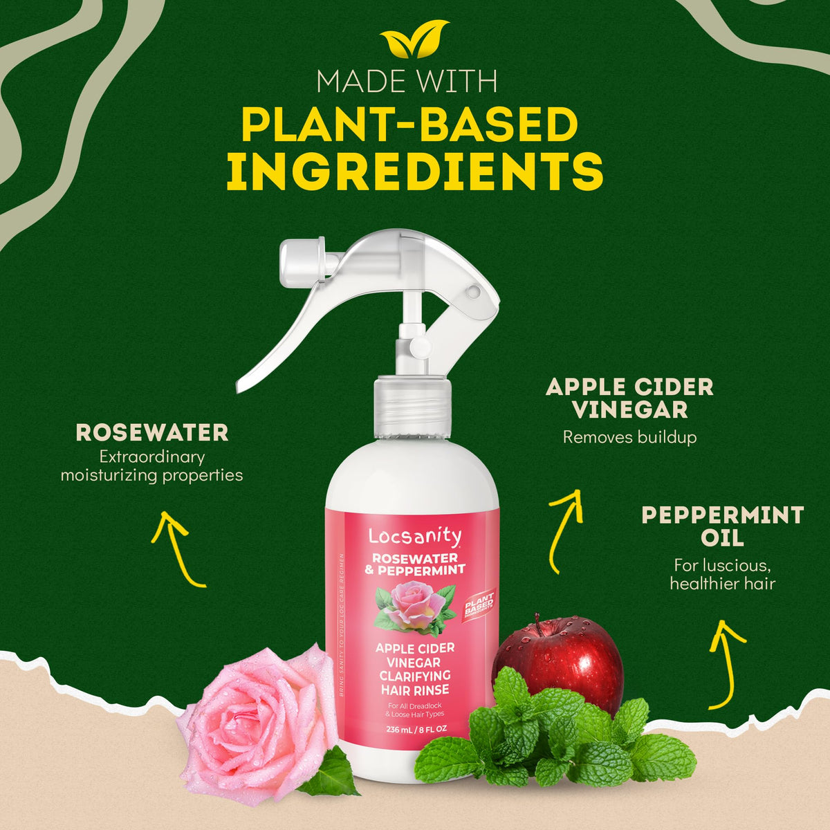 Locsanity hair rinse showing ingredients on the back