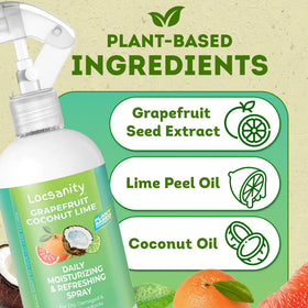 Locsanity Moisturizing Spray in hand with locs