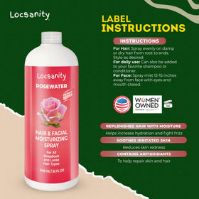 Locsanity Pure Rosewater Hair and Facial Spray 32oz used on hair