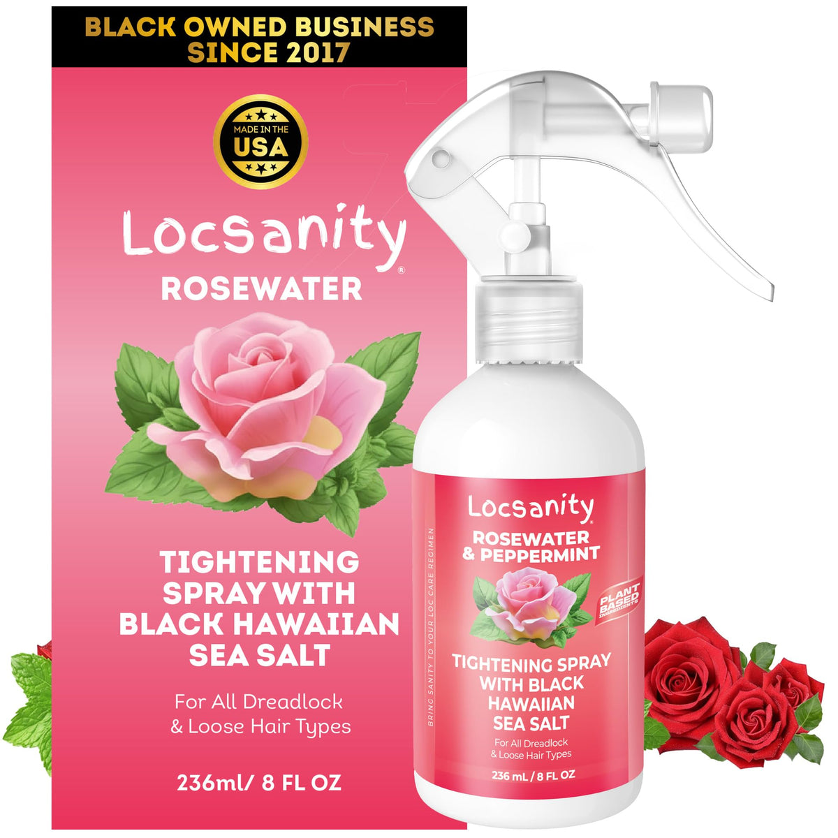Locsanity Rosewater Peppermint Loc Spray 8oz front view
