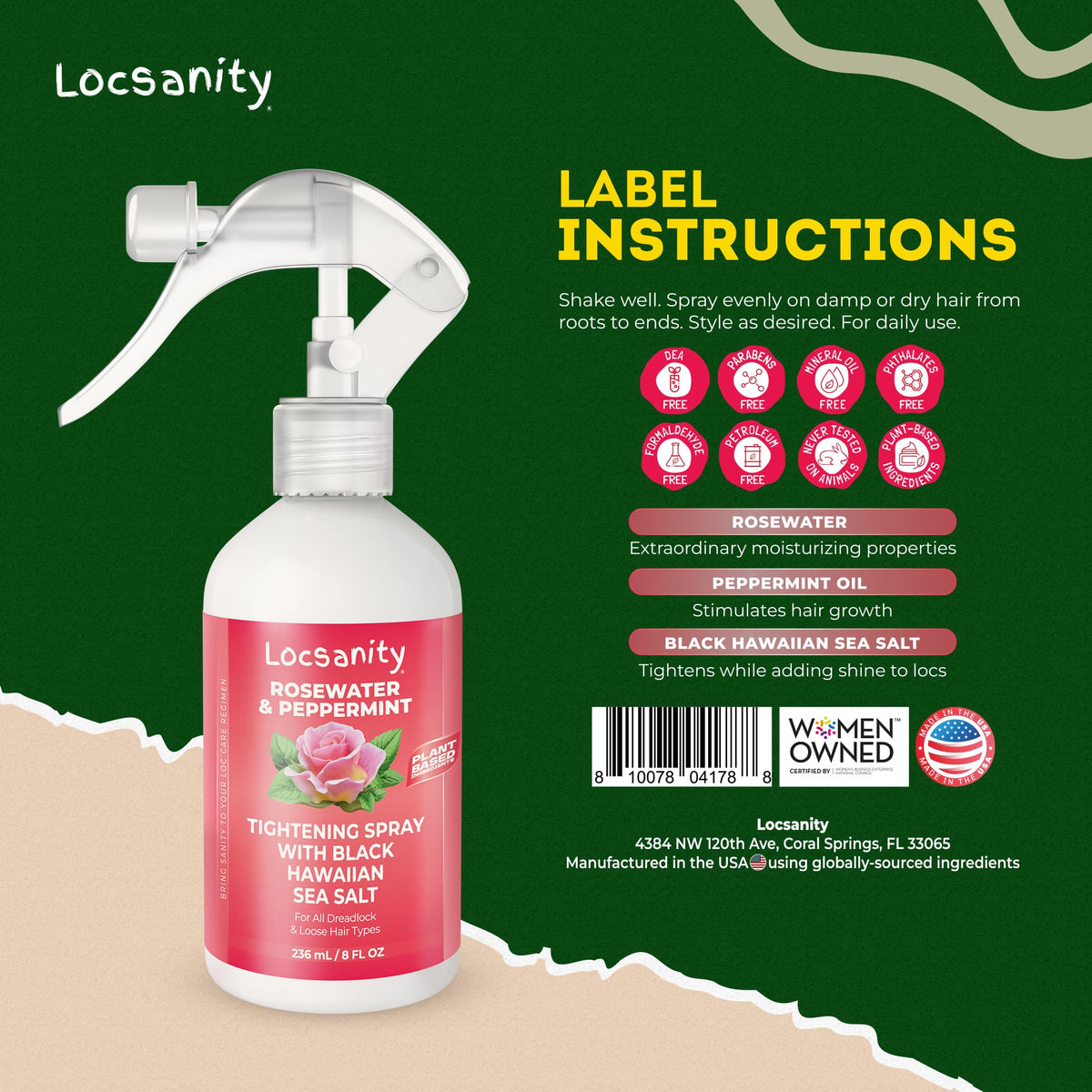 Locsanity Rosewater Peppermint Loc Spray with fresh peppermint leaves