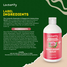 Locsanity Rosewater Peppermint Serum surrounded by flowers