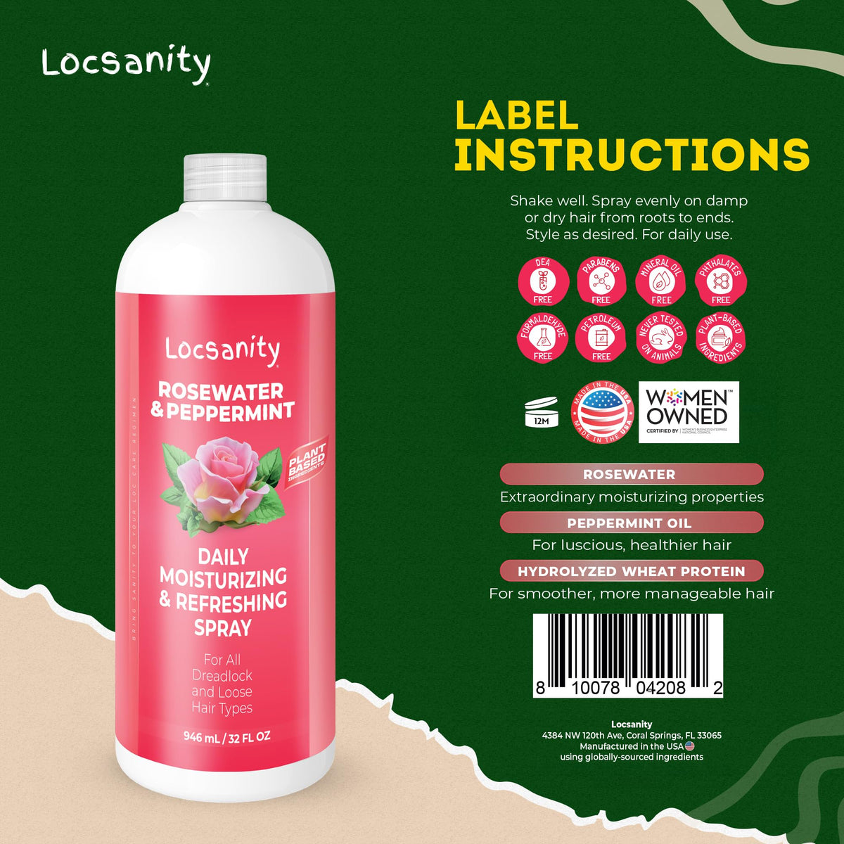 Locsanity spray bottle on a wooden table with natural lighting