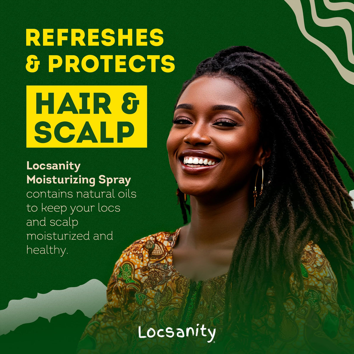Locsanity spray in a lifestyle setting with locs