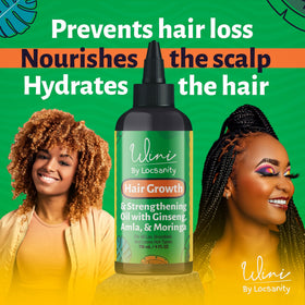Locsanity Wini Hair Growth Oil 4 oz close-up of bottle