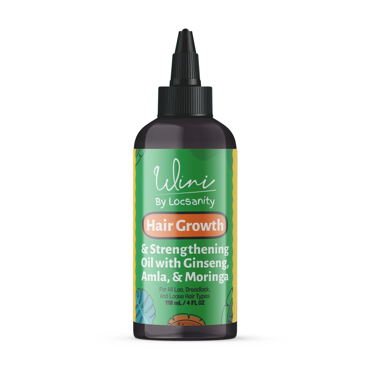 Locsanity Wini Hair Growth Oil 4 oz front view with natural ingredients