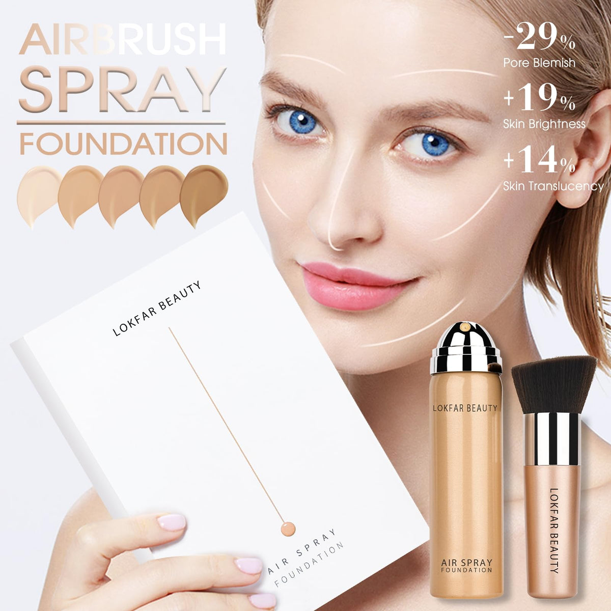 LOKFAR AirBrush Foundation Spray #02 Nude mist application