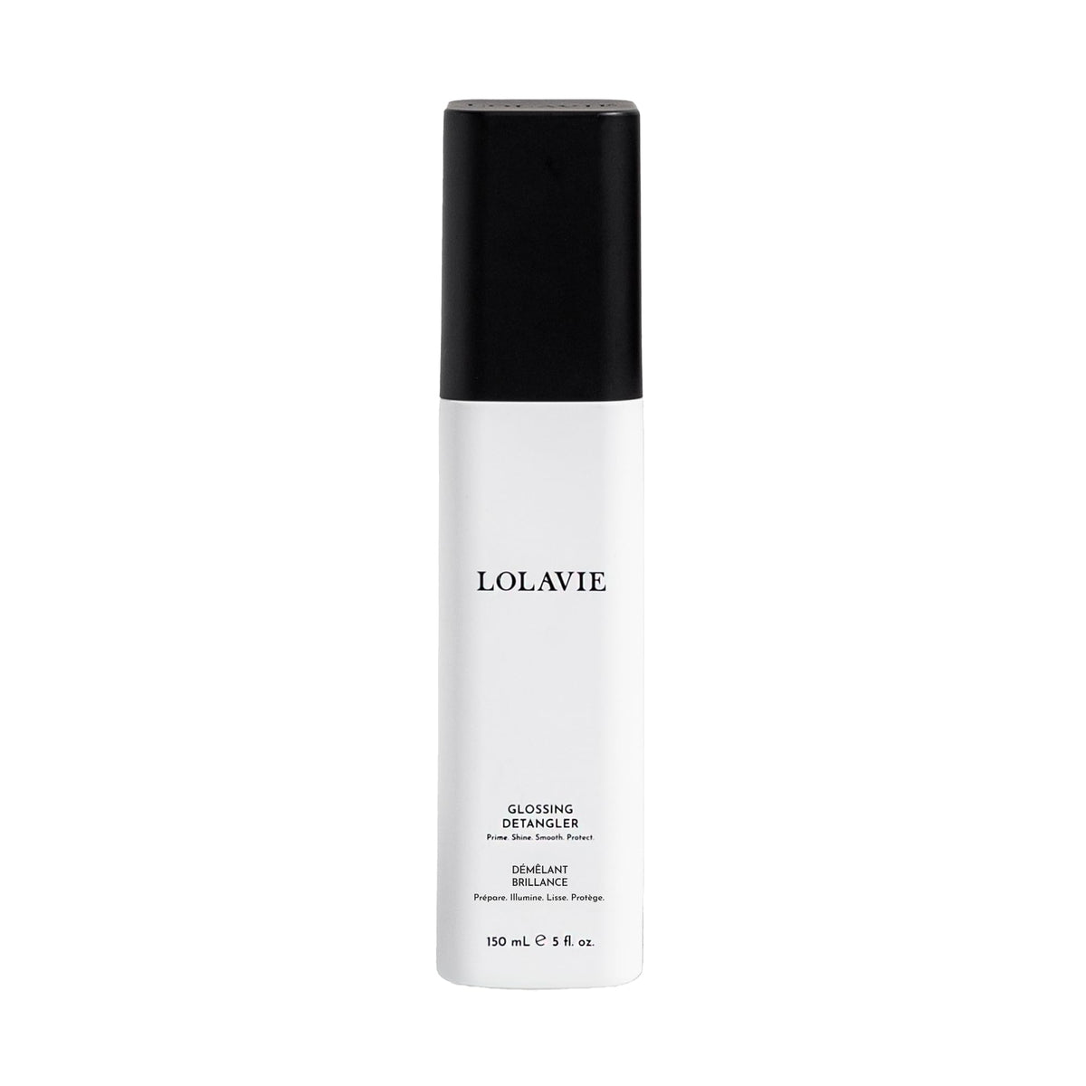LolaVie Glossing Detangler 5 oz front view with spray nozzle