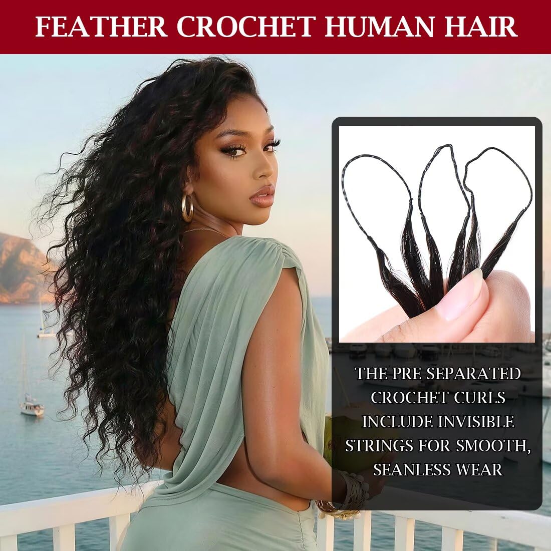LOLly Hair Miracle Invisible Knots Crochet Hair 18 Inch lightweight feel