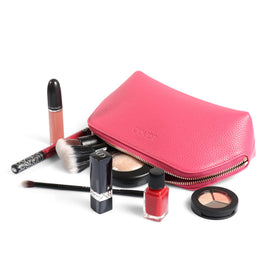Londo Genuine Leather Makeup Bag in brown side view