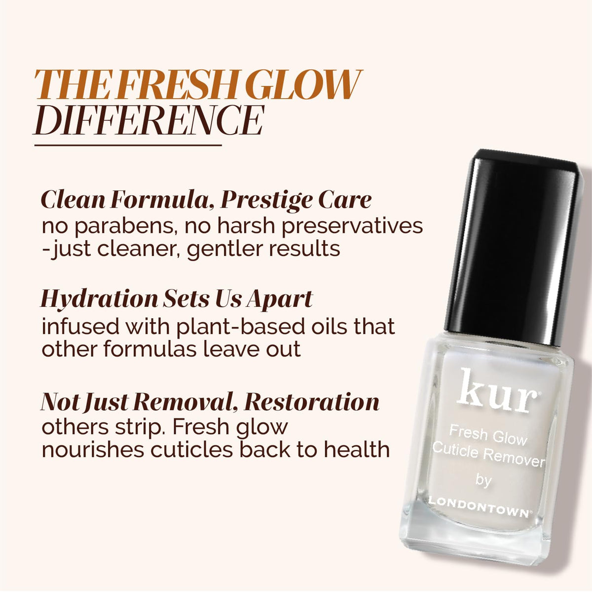 LONDONTOWN kur Fresh Glow Cuticle Remover with fresh manicure
