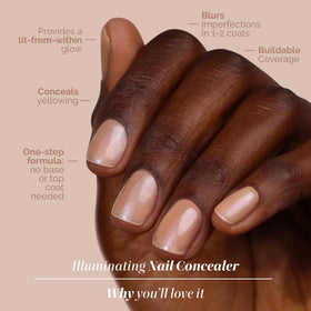LONDONTOWN kur Illuminating Nail Concealer in Bare applied on nails