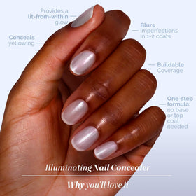 LONDONTOWN kur Illuminating Nail Concealer Quartz applied on nails
