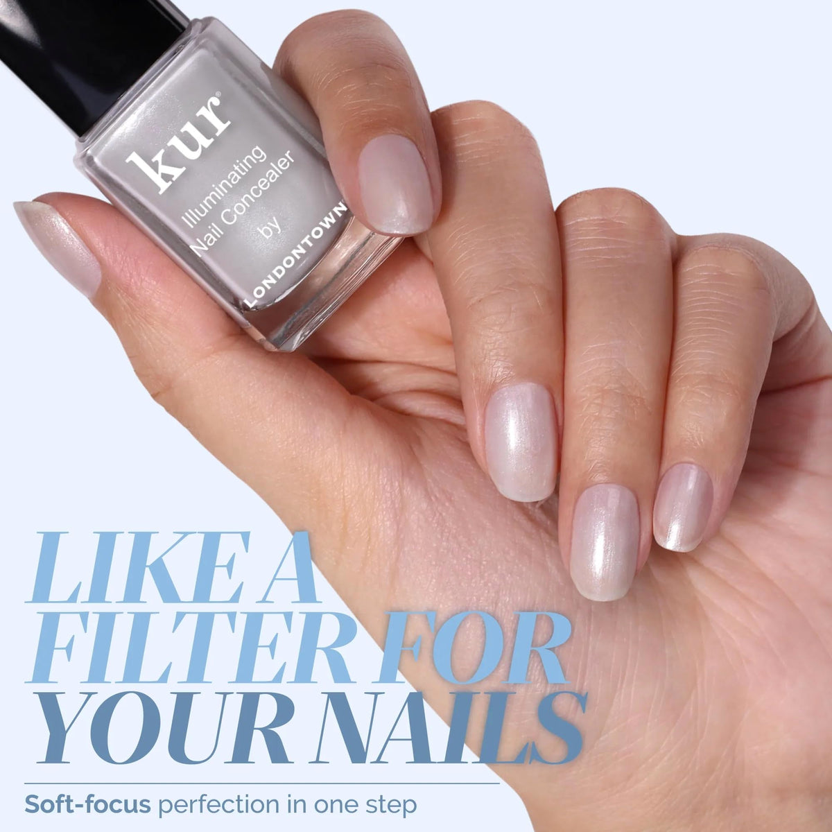 LONDONTOWN kur Illuminating Nail Concealer Quartz bottle close-up