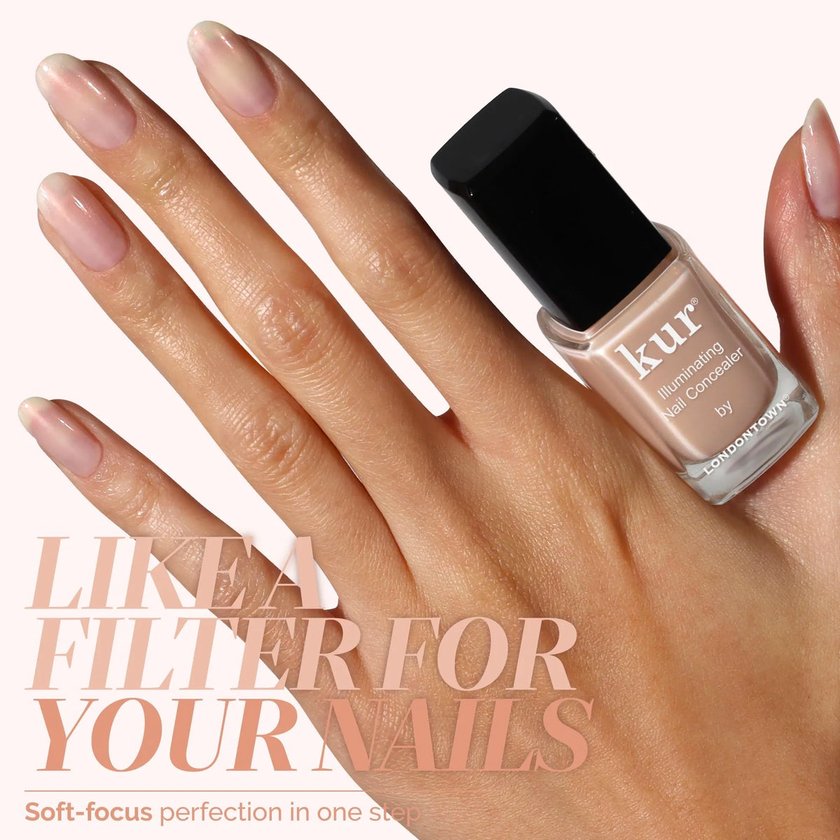 LONDONTOWN kur Nail Concealer Bubblegum Pink bottle with cap