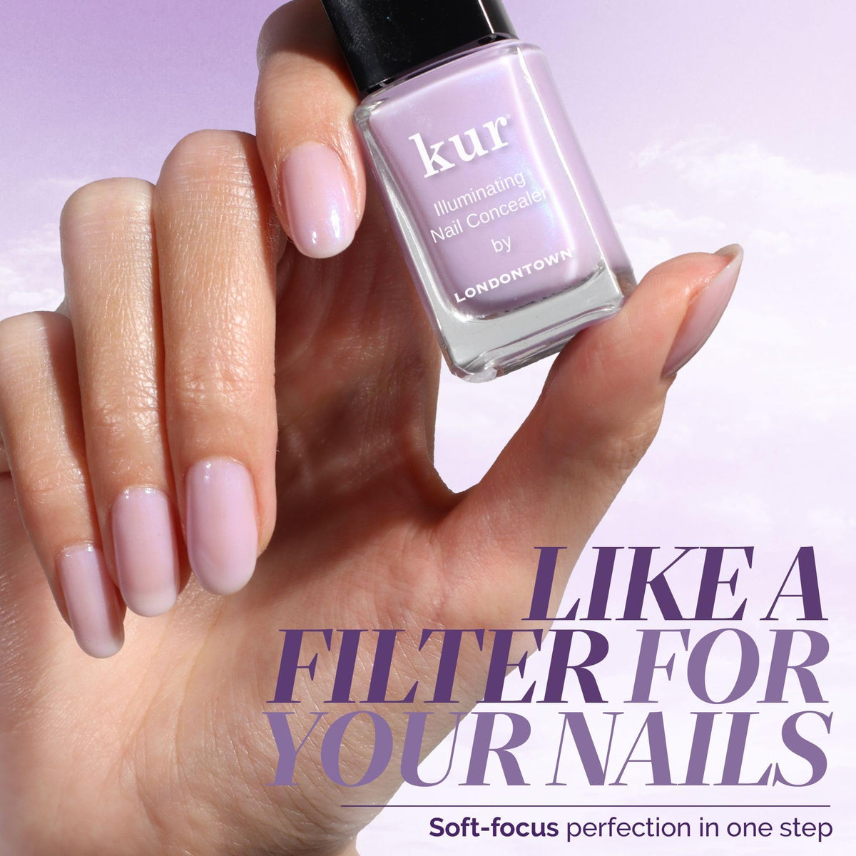 LONDONTOWN kur Nail Concealer Lavender pro-contour brush close-up