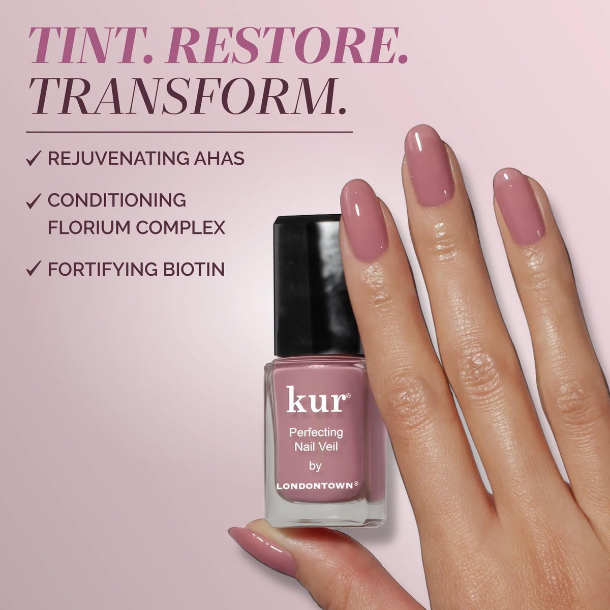 LONDONTOWN kur Perfecting Nail Veil #11 Fig bottle close-up