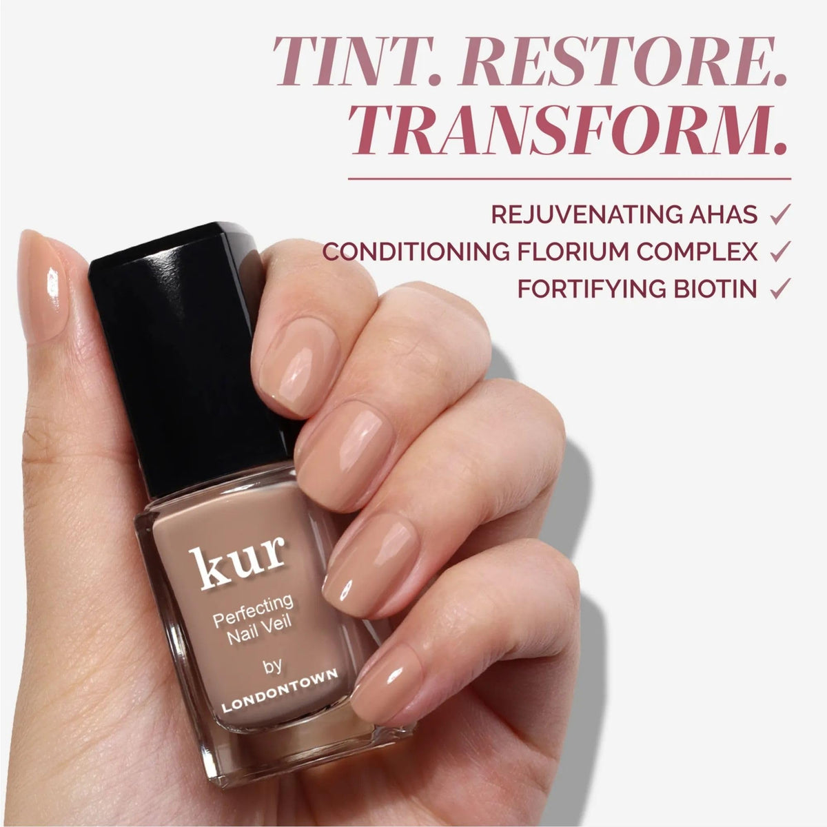 LONDONTOWN kur Perfecting Nail Veil Creamy Latté Tint with other nail care products