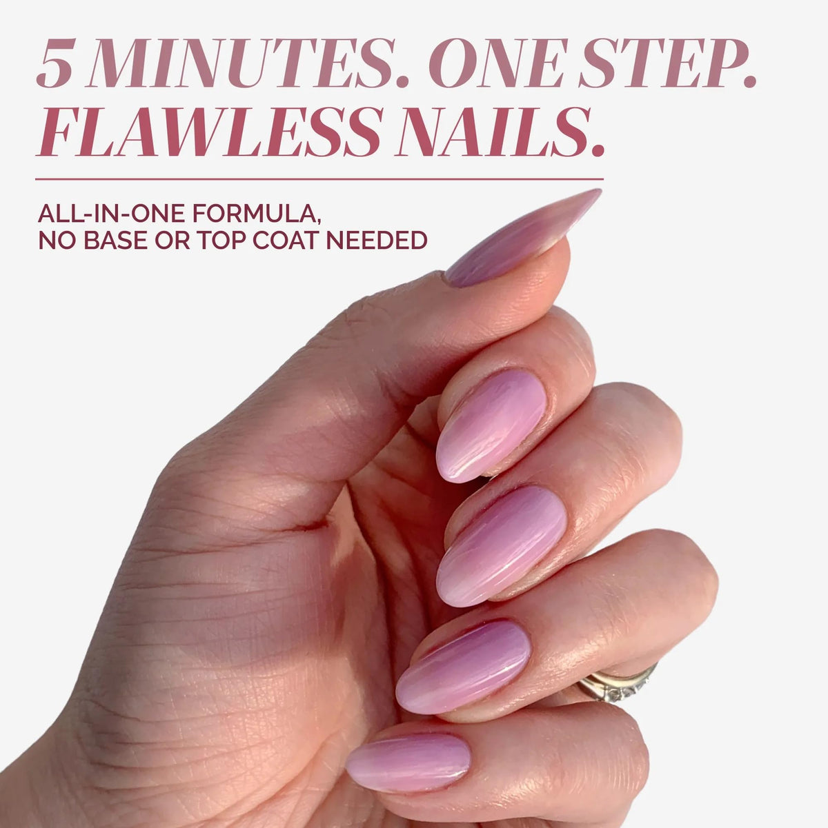 LONDONTOWN kur Perfecting Nail Veil Sheer Lilac Tint applied on nails