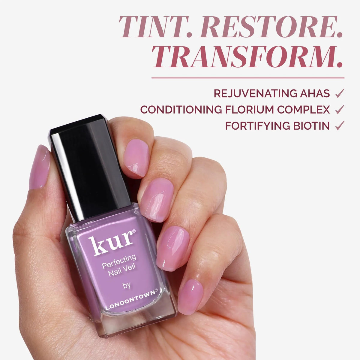 LONDONTOWN kur Perfecting Nail Veil Sheer Lilac Tint packaging