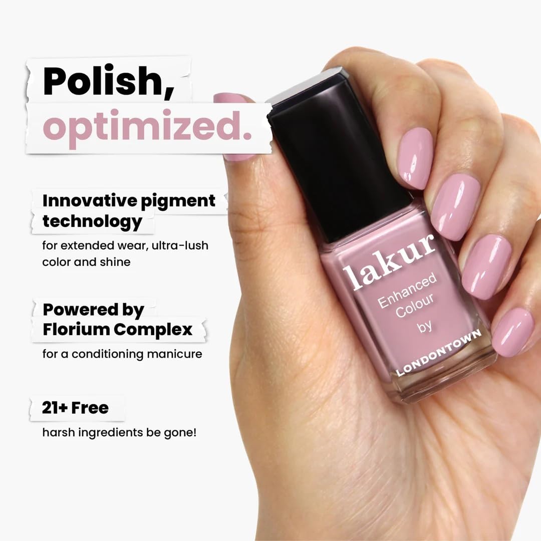 LONDONTOWN lakur Nail Polish Berry Nude swatch on nails