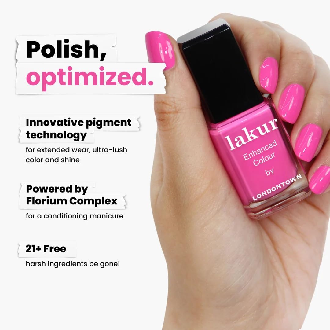 LONDONTOWN lakur Nail Polish Berry Punch applied on nails