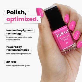 LONDONTOWN lakur Nail Polish Berry Punch applied on nails