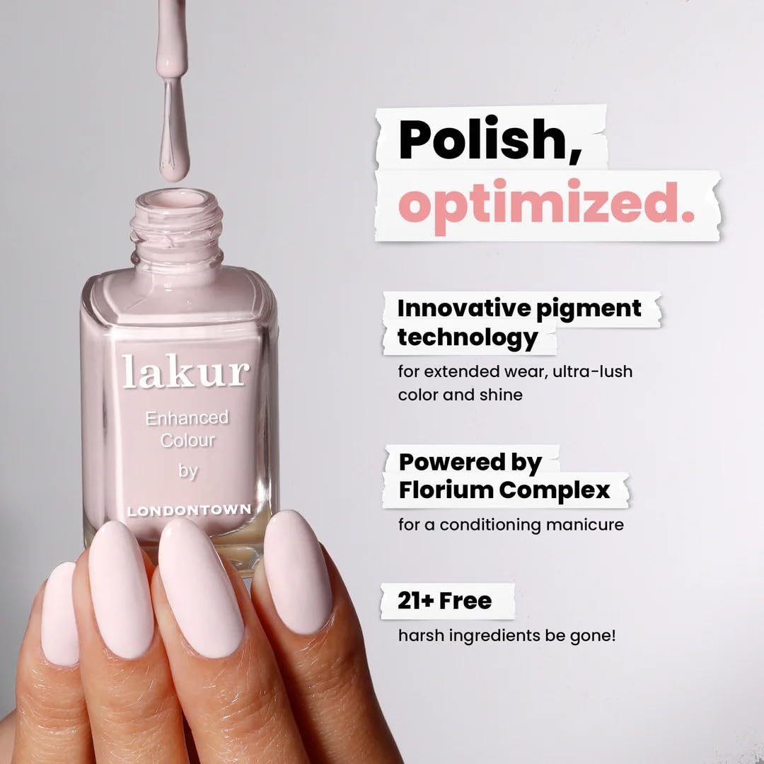 LONDONTOWN lakur Nail Polish Macaroon at Noon with base and top coat