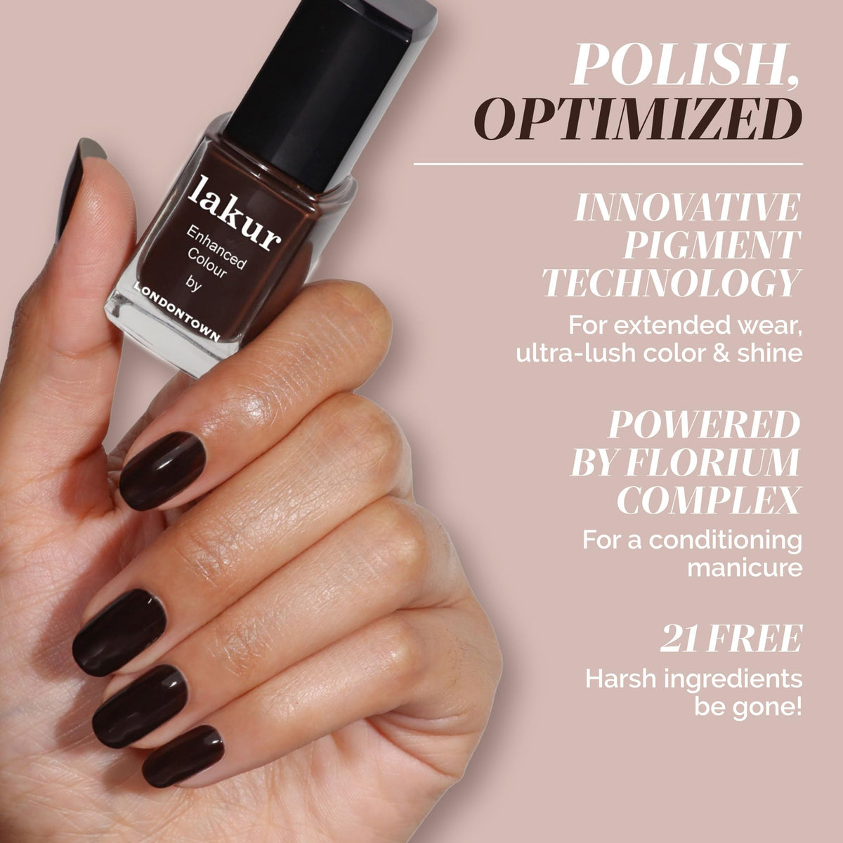 LONDONTOWN lakur Nail Polish Midnight Mocha with pro-contour brush
